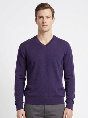 Daniel Cremieux Signature Mens Small Purple 100% Supima Cotton V-Neck Sweater